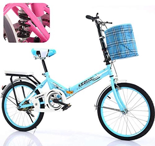 Folding Bike : ZWFPJQD glj 20 Inch Folding Speed Mountain Bike, Adult Car Student Folding Car Men And Women Folding Speed Bicycle Damping Bicycle / bule