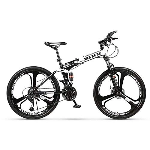 Folding Bike : ZXM Foldable MountainBike 24 / 26 Inches, MTB Bicycle with 3 Cutter Wheel, White