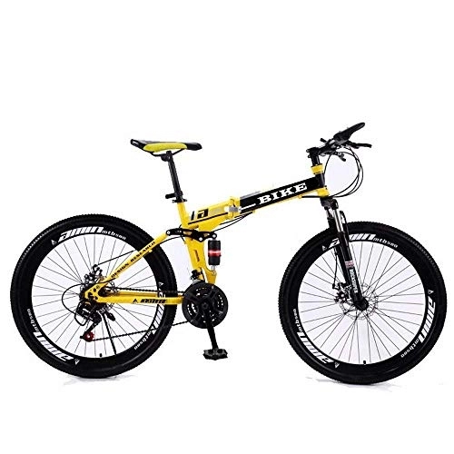 Folding Bike : ZXM Foldable MountainBike 24 / 26 Inches, MTB Bicycle with Spoke Wheel, Yellow