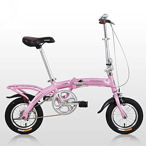 Folding Bike : ZXQZ Outdoor Bike, 12 Inch Folding Bicycle, Lightweight Alloy Frame, for City Commuter for Student Office Workers, Cycling Enthusiasts (Color : Pink)