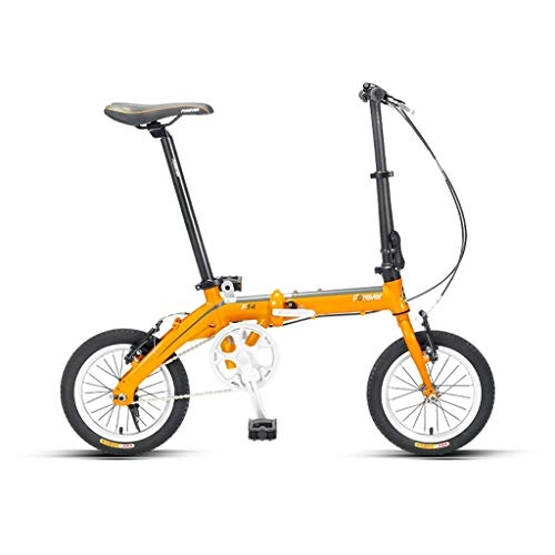 Folding Bike : ZYMING foldable bicycle 14 Inch Foldable Road Bike Portable Carbike Permanent ightweight Folding Bike Bicycle Adult Students Ultra-Light Portable Women's adults pedals (Color : B)