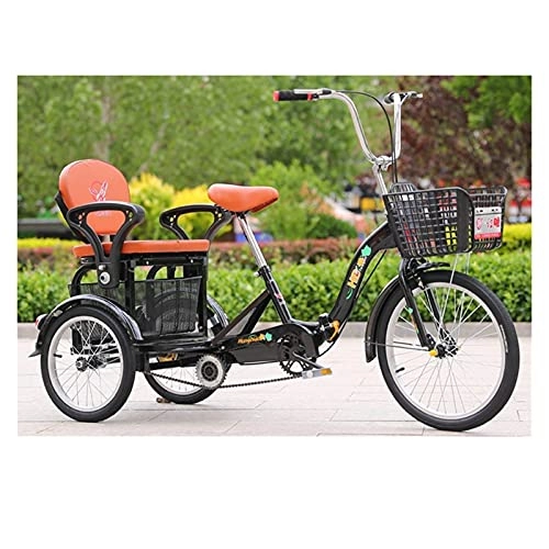 Folding Bike : zyy 1 Speed 3-Wheel Adult Trike Bike 16" Three Wheel Trikes Bike Cruiser Large Size Basket Foldable Tricycl with Basket for Adults Picnics Exercise Men's Women's Bike (Color : Black)