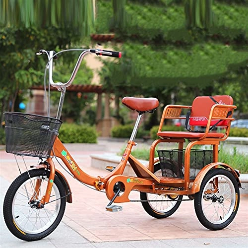 Folding Bike : zyy Adult Folding Tricycles 1 Speed Folding Adult Trikes 16 Inch Adults Trikes Shopping with Basket for Recreation Shopping Picnics Exercise Men's Women's Bike Light Brown