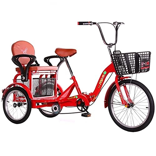 Folding Bike : zyy Adult Folding Tricycles 1 Speed Folding Adult Trikes with Brake System Cruiser Bicycles for Recreation Shopping Picnics Exercise Men's Women's Bike (Color : Red)