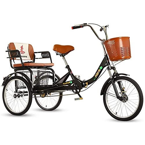 Folding Bike : zyy Adult Trike 1 Speed 3-Wheel 20-Inch Three Wheel Cruiser Bike for Recreation, Shopping, Picnics Exercise Foldable Tricycle With Basket for Adults Exercise Men's Women's Tricycles