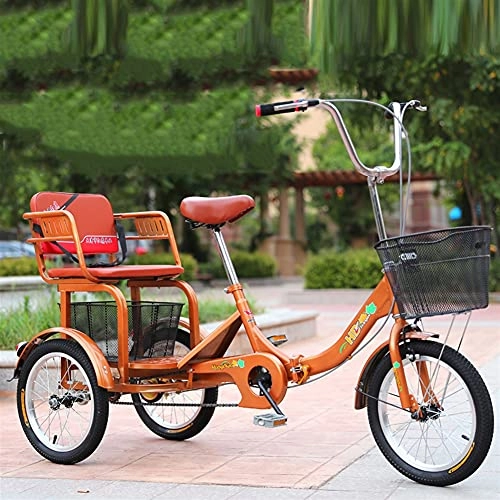 Folding Bike : zyy Adult Trike 1 Speed 3-Wheel Three Wheel Cruiser Bike 16 Inch Adults Trikes Foldable Tricycle With Basket for Adults Large Size Basket with Shopping Basket for Seniors Light Brown