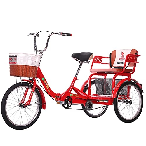 Folding Bike : zyy Adult Trike Bike, Tricycle for Adults Cargo Cruiser Trike Bike 1 Speed Folding Adult Trikes for Shopping W / Installation Tools Large Size Basket for Recreation Shopping Exercise Red