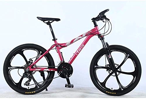 Mountain Bike : 24 Inch 24-Speed Mountain Bike for Adult Lightweight Aluminum Alloy Full Frame Wheel Front Suspension Female Off-Road Student Shifting Adult Bicycle Disc Brake-Pink_B