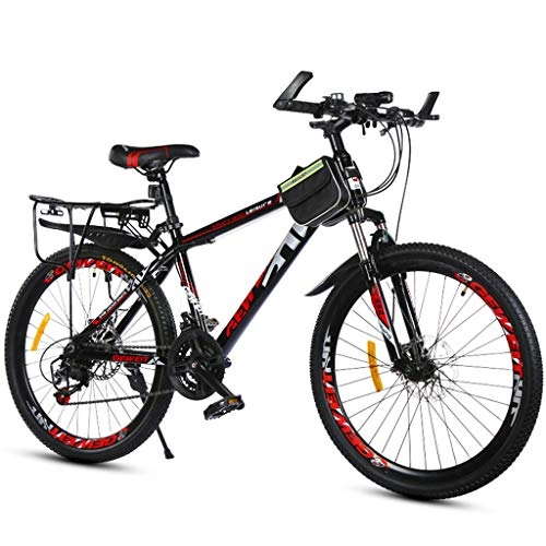 Mountain Bike : 24 Inches Front Suspension Double Disc Brake Off-Road Variable Speed Adult Mountain Bike, Red