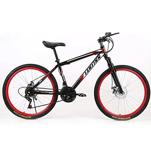 Mountain Bike : 26 Inch Adult Mountain Bikes, 21 Speeds Mountain Trail Bike, Outdoor Sports, Exercise Fitness Suitable for Men and Women Cycling EnthusiastsClassic Black Black Red