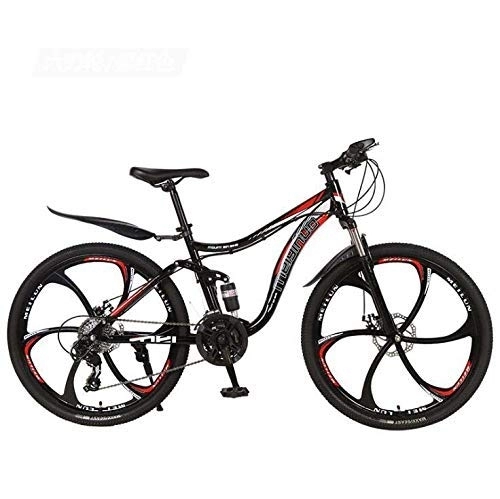 Mountain Bike : 26 Inch Mountain Bike Bicycle for Adults Men And Women, High-Carbon Steel Frame MTB Bikes, Full Suspension, Aluminum Alloy Wheels, Double Disc Brake