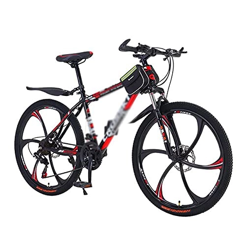 Mountain Bike : 26 Inch Mountain Bikes With 21 / 24 / 27 Speed, Non-Slip Adults Mountain Bike For Men And Women High-Carbon Steel Mountain Bicycle With Double Disc Brakes And Full Suspension(Size:27 Speed, Color:Red)