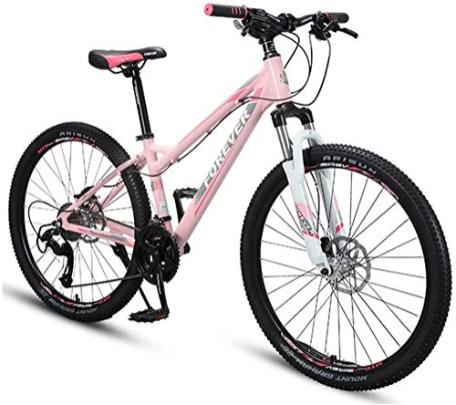 Mountain Bike : 26 Inch Womens Mountain Bikes, Aluminum Frame Hardtail Mountain Bike, Adjustable Seat & Handlebar, Bicycle with Front Suspension, Pink, 30 Speed