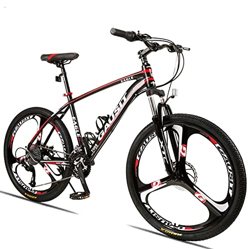 Mountain Bike : 26 Inches Aluminum Mountain Bike, 21 / 24 / 27 Speed Dual Disc Brake Adult Mountain Bike Bicycle With Ergonomic Grip And Anti-slip Tires 3-Spoke Wheels Variable Speed Mountain B(Size:27 speed, Color:Black)