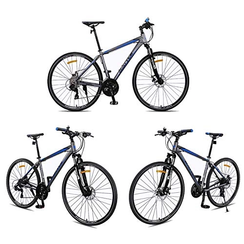 Mountain Bike : 26inch Mountain Bike, Aluminium Alloy Mountain Bicycles, Double Disc Brake and Lock Front Suspension, 27 Speed (Color : Black+Blue)