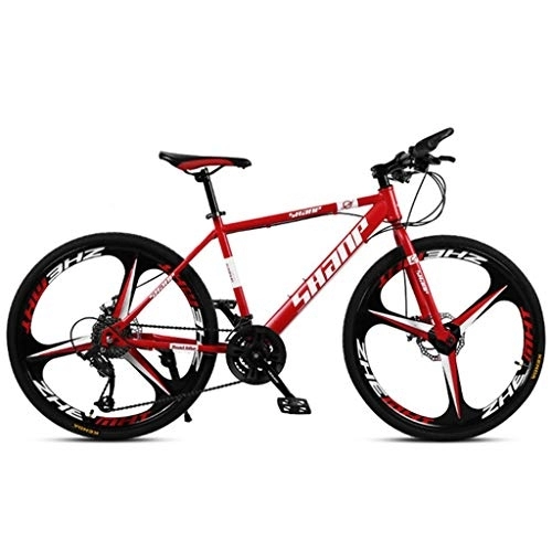 Mountain Bike : 26inch Mountain Bike, Carbon Steel Frame Hardtail Bicycles, Double Disc Brake and Front Fork (Color : Red, Size : 24-speed)