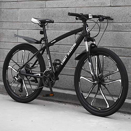 Mountain Bike : 26inch Mountain Bike, Carbon Steel Frame Hardtail Mountain Bicycle, Dual Disc Brake and Front Suspension (Color : B, Size : 27-speed)