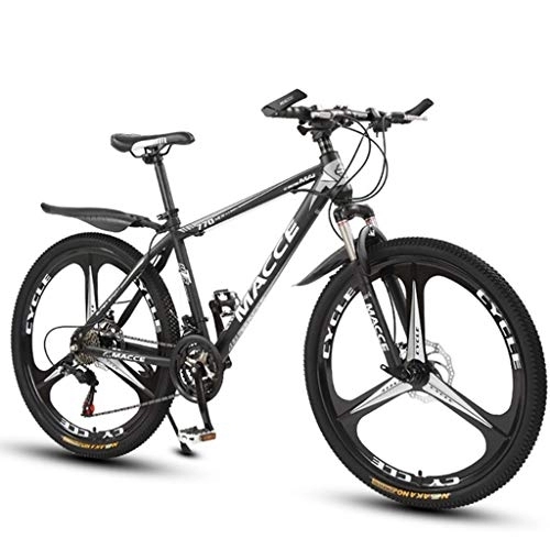 Mountain Bike : 26inch Mountain Bike, Spoke Wheel, Carbon Steel Frame Bicycles, Dual Disc Brake and Front Fork (Color : Black, Size : 27-speed)