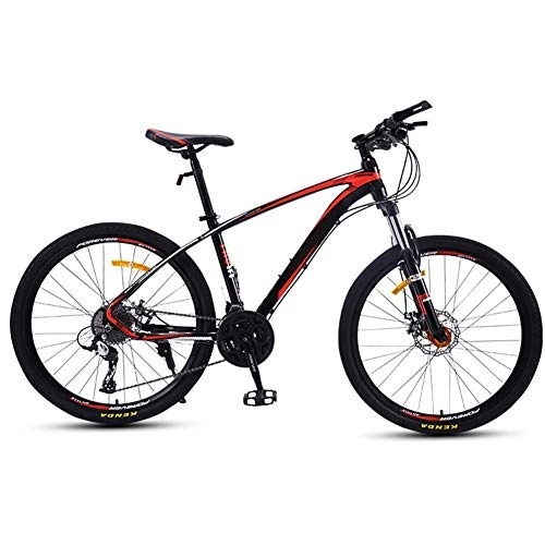 Mountain Bike : Adult Mountain Bike 30-Speed Double Disc Brake Lightweight Aluminium Alloy Frame Suspension Fork 27.5 Inch Wheel Black + Red