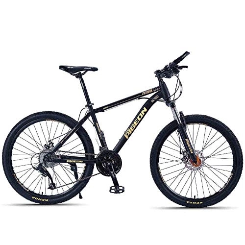 Mountain Bike : Adult Mountain Bikes, 26 Inch High-carbon Steel Frame Hardtail Mountain Bike, Front Suspension Mens Bicycle, All Terrain Mountain Bike, Gold, 24 Speed FDWFN (Color : Gold)
