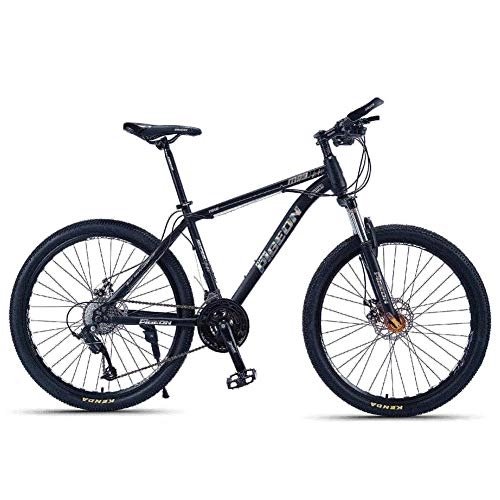 Mountain Bike : Adult Mountain Bikes, 26 Inch High-carbon Steel Frame Hardtail Mountain Bike, Front Suspension Mens Bicycle, All Terrain Mountain Bike, Gold, 24 Speed FDWFN (Color : Silver)