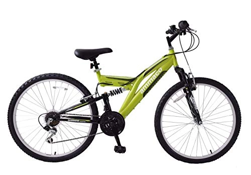 Mountain Bike : Ammaco Hill Attack 26" Wheel Dual Full Suspension 18 Speed Mens Bike 21" Frame Green