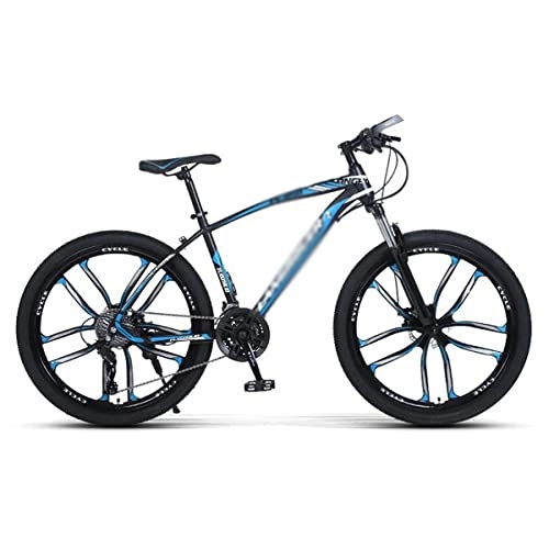 Mountain Bike : BaiHogi Professional Racing Bike, Adult Mountain Bike 21 / 24 / 27S Gears System MTB Bicycle Carbon Steel Frame 26 inch Wheel with Disc Brake / Green / 21 Speed (Color : Blue, Size : 27 Speed)