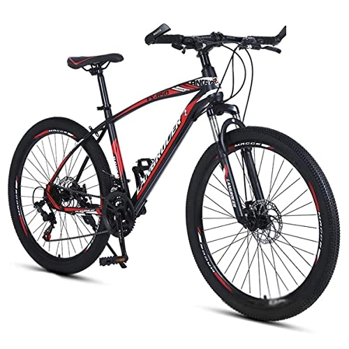 Mountain Bike : BaiHogi Professional Racing Bike, Carbon Steel Mountain Bike 26 Inches Wheels 21 / 24 / 27 Speed Gear System Dual Suspension Unisex Adult Mountain Bicycle for Boys Girls Men and Wome / Red / 24 Speed