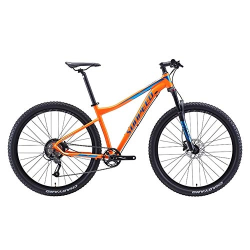 Mountain Bike : BCX 9 Speed Mountain Bikes, Aluminum Frame Men's Bicycle with Front Suspension, Unisex Hardtail Mountain Bike, All Terrain Mountain Bike, Blue, 27.5Inch, Orange, 29Inch
