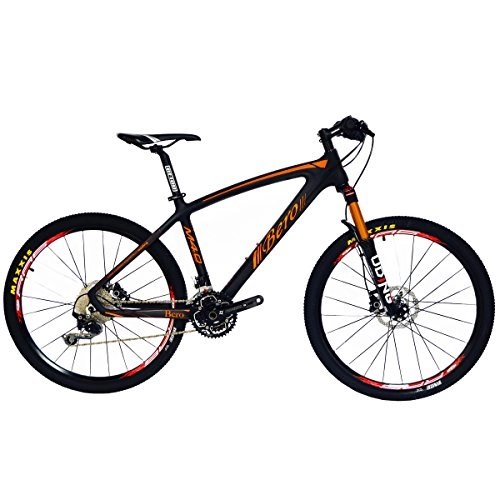 Mountain Bike : BEIOU Carbon Fiber Mountain Bike Hardtail MTB 10.65 kg SHIMANO M610 DEORE 30 Speed Ultralight Frame RT 26-Inch Professional Internal Cable Routing Toray T800 Carbon Hubs Matte (Matte Orange, 21-Inch)