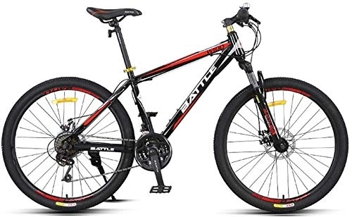Mountain Bike : Bicycle 24-Speed Mountain Bikes, 26 Inch Adult High-carbon Steel Frame Hardtail Bicycle, Men's All Terrain Mountain Bike, Anti-Slip Bikes, Green (Color : Red)