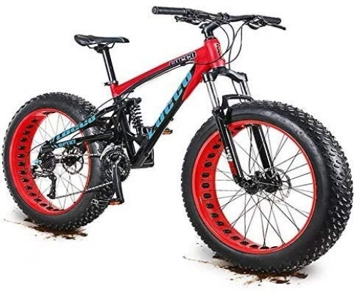 Mountain Bike : Bicycle 27 Speed Adult Mountain Bikes, 26 Inch Dual-Suspension Mountain Bikes, Oil Disc Brake Anti-Slip Bikes, Mens Womens Overdrive Fat Tire Bicycle (Color : Red)
