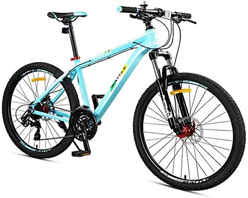 Mountain Bike : Bicycle 27-Speed Mountain Bikes, Front Suspension Hardtail Mountain Bike, Adult Women Mens All Terrain Bicycle with Dual Disc Brake, Red, 24 Inch, Size:26Inch (Color : Blue, Size : 24 Inch)