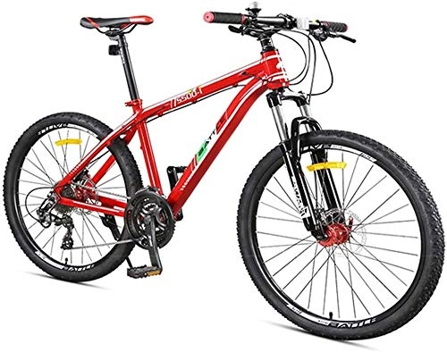 Mountain Bike : Bicycle 27-Speed Mountain Bikes, Front Suspension Hardtail Mountain Bike, Adult Women Mens All Terrain Bicycle with Dual Disc Brake, Red, 24 Inch, Size:26Inch (Color : Red, Size : 24 Inch)