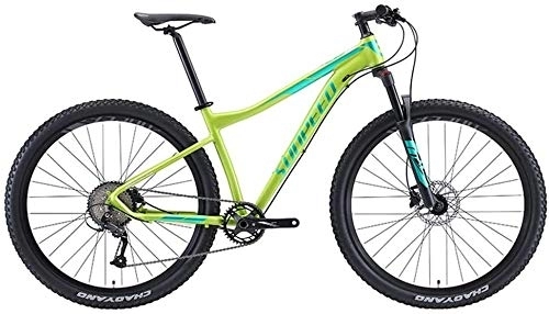 Mountain Bike : Bicycle 9 Speed Mountain Bikes, Aluminum Frame Men's Bicycle with Front Suspension, Unisex Hardtail Mountain Bike, All Terrain Mountain Bike, Blue, 27.5Inch (Color : Green, Size : 27.5Inch)
