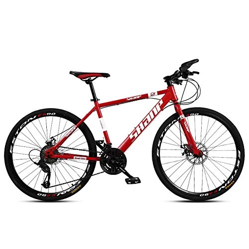 Mountain Bike : Chengke Yipin Men's Mountain Bike Student Bike 24" Carbon Steel Frame Urban Road Bike-red_21 speed