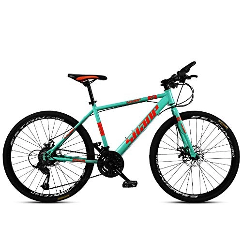 Mountain Bike : Chengke Yipin Men's Mountain Bike Student Bike 26" Carbon Steel Frame Urban Road Bike-green_24 speed