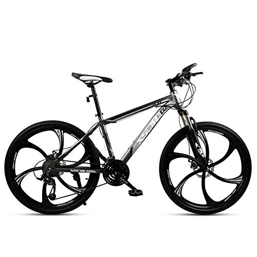 Mountain Bike : Chengke Yipin Mountain bike student outdoor bicycle 24 inch one wheel spring front fork high carbon steel frame double disc brake city road bike-gray_24 speed