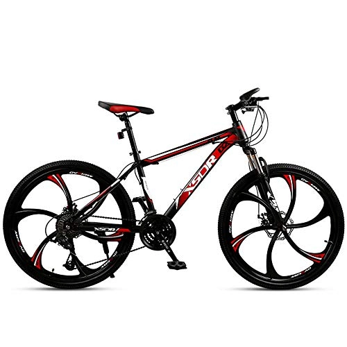 Mountain Bike : Chengke Yipin Mountain bike student outdoor bicycle 24 inch one wheel spring front fork high carbon steel frame double disc brake city road bike-red_27 speed