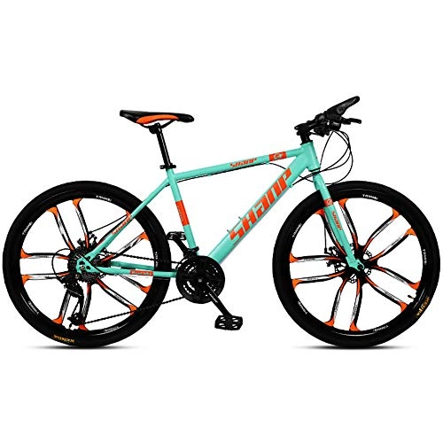 Mountain Bike : Chengke Yipin Outdoor mountain bike Adult bicycle 24 inch One wheel Carbon steel frame Double disc brakes City road bike-green_21 speed