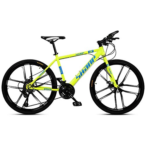 Mountain Bike : Chengke Yipin Outdoor mountain bike Adult bicycle 24 inch One wheel Carbon steel frame Double disc brakes City road bike-yellow_30 speed