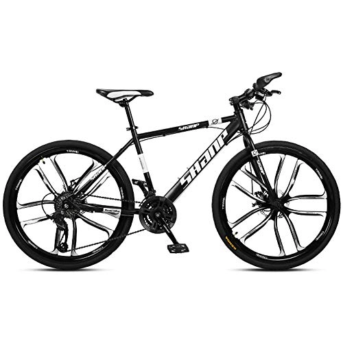 Mountain Bike : Chengke Yipin Outdoor mountain bike Adult bicycle 26 inch One wheel Carbon steel frame Double disc brakes City road bike-black_21 speed
