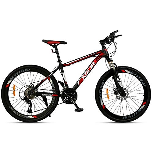 Mountain Bike : Chengke Yipin Outdoor mountain bike Man woman bicycle 24 inch Spring front fork High carbon steel frame Double disc brakes City road bike-red_24 speed