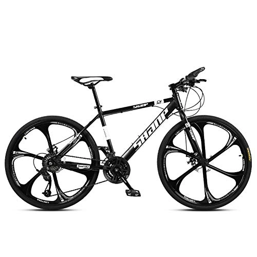 Mountain Bike : Chengke Yipin Outdoor mountain bike Men's and women's bicycles 24 inches One wheel Carbon steel frame Double disc brakes City road bike-black_24 speed