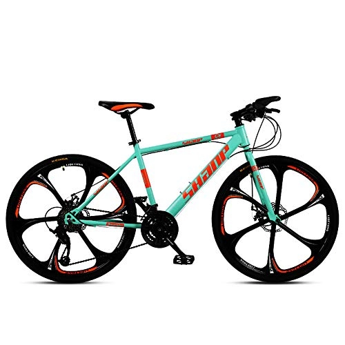 Mountain Bike : Chengke Yipin Outdoor mountain bike Men's and women's bicycles 24 inches One wheel Carbon steel frame Double disc brakes City road bike-green_30 speed
