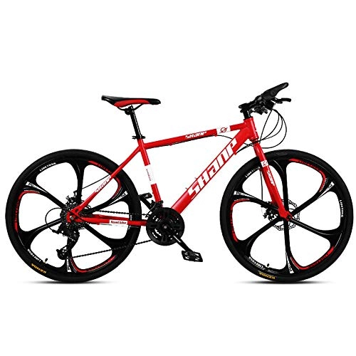 Mountain Bike : Chengke Yipin Outdoor mountain bike Men's and women's bicycles 24 inches One wheel Carbon steel frame Double disc brakes City road bike-red_21 speed