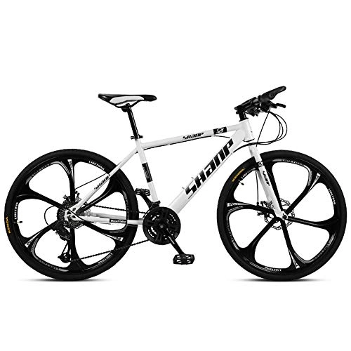 Mountain Bike : Chengke Yipin Outdoor mountain bike Men's and women's bicycles 24 inches One wheel Carbon steel frame Double disc brakes City road bike-white_21 speed