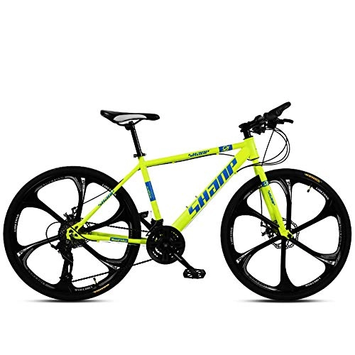 Mountain Bike : Chengke Yipin Outdoor mountain bike Men's and women's bicycles 24 inches One wheel Carbon steel frame Double disc brakes City road bike-yellow_24 speed