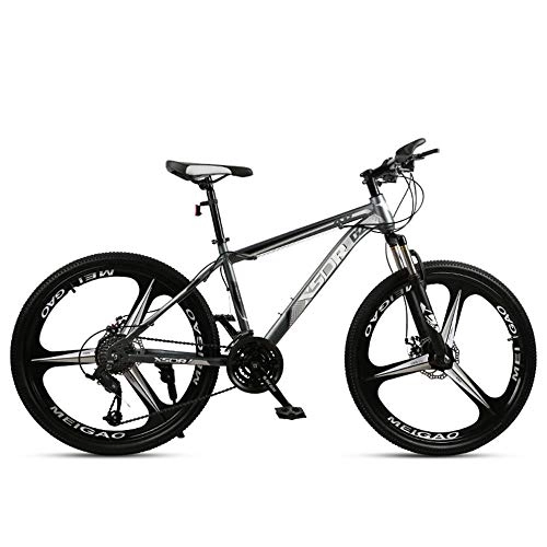 Mountain Bike : Chengke Yipin Outdoor mountain bike Student bicycle 24 inch One wheel Spring front fork High carbon steel frame Double disc brakes City road bike-gray_24 speed
