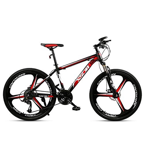 Mountain Bike : Chengke Yipin Outdoor mountain bike Student bicycle 24 inch One wheel Spring front fork High carbon steel frame Double disc brakes City road bike-red_24 speed